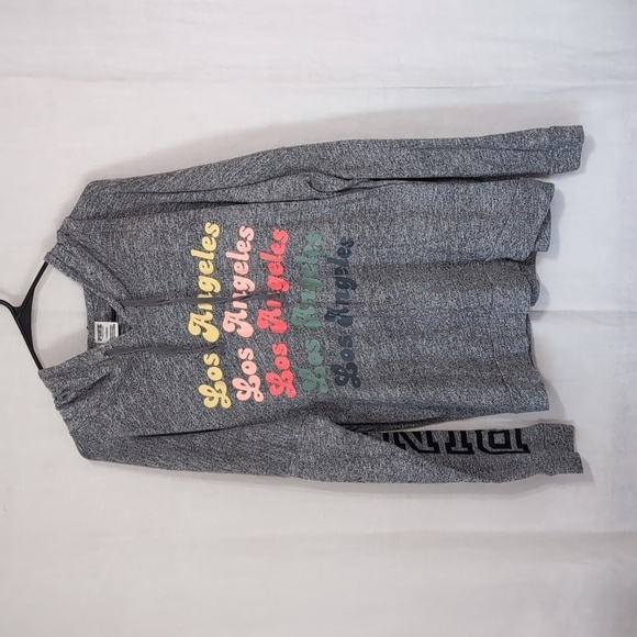 Victoria's Secret PINK Heather Grey Los Angelos Hooded Sweatshirt Size Large - Picture 1 of 5